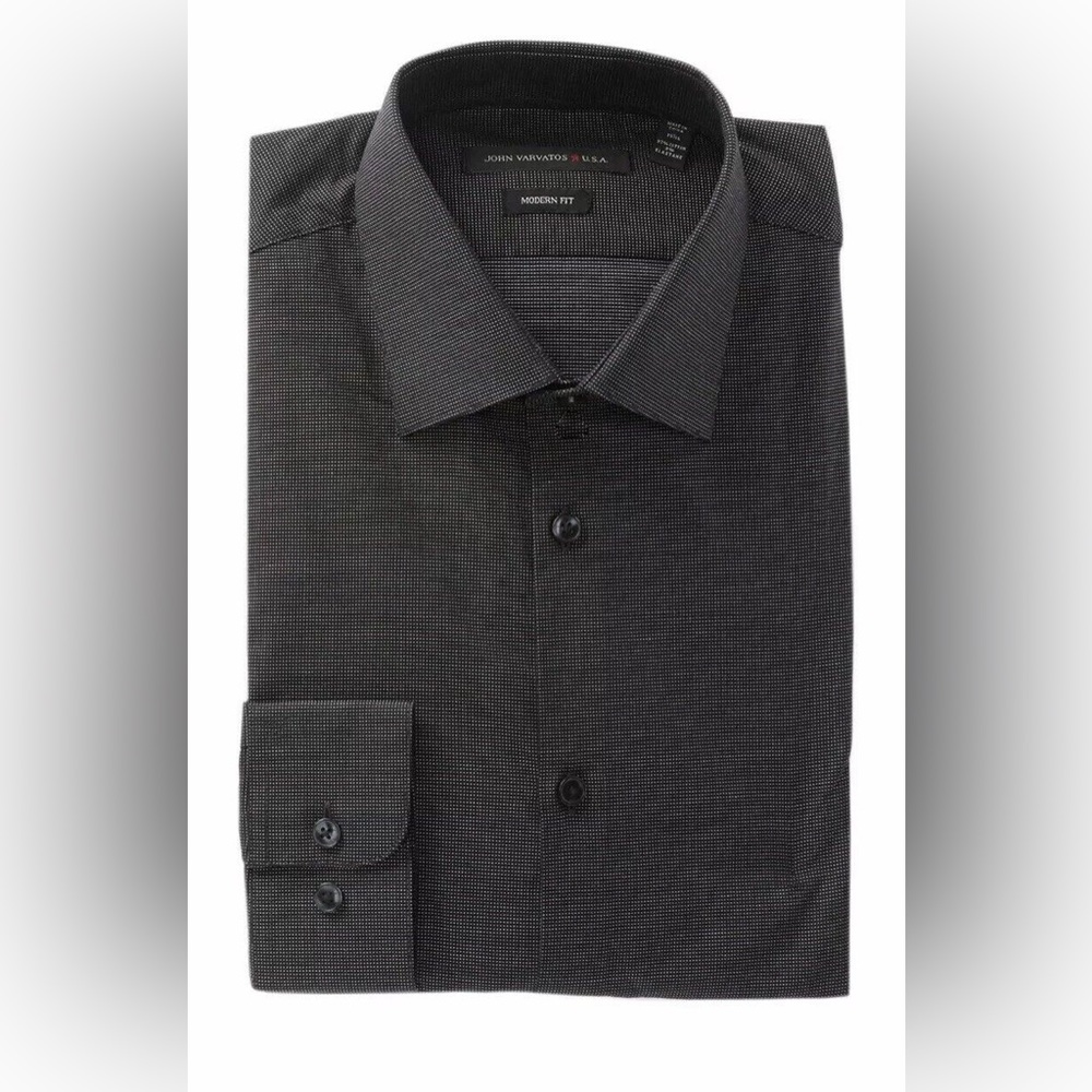 John Varvatos Micro Dot Button Down Dress Shirt Size 17.5R